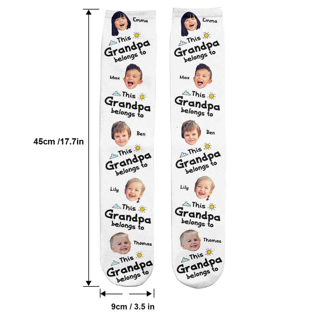 Ce papa appartient à - Cadeau pour papa, grand-père, maman, oncle, tante, grand-mère - Chaussettes personnalisées