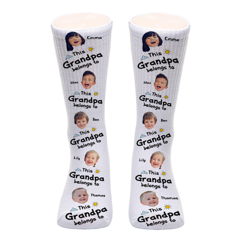 Ce papa appartient à - Cadeau pour papa, grand-père, maman, oncle, tante, grand-mère - Chaussettes personnalisées