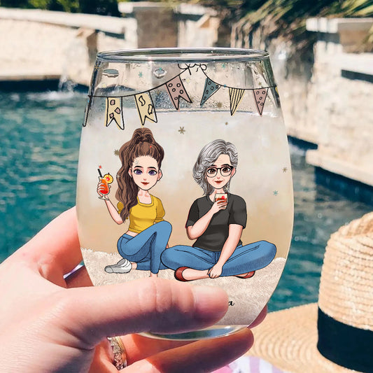 Verre à vin personnalisé « Maman » pour la fête des mères, inspiré de votre amour.