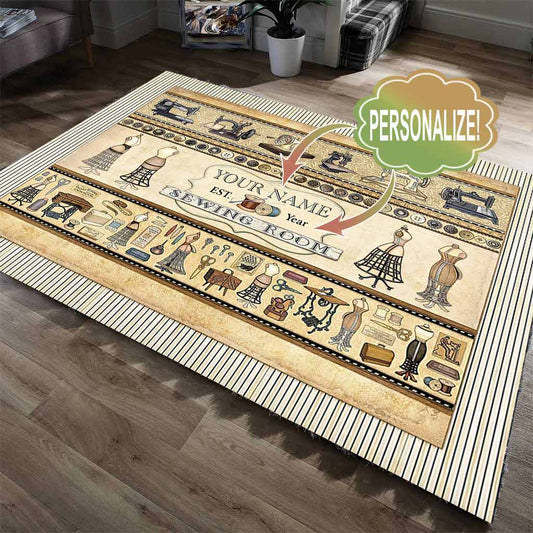 Tapis personnalisé pour salle de couture