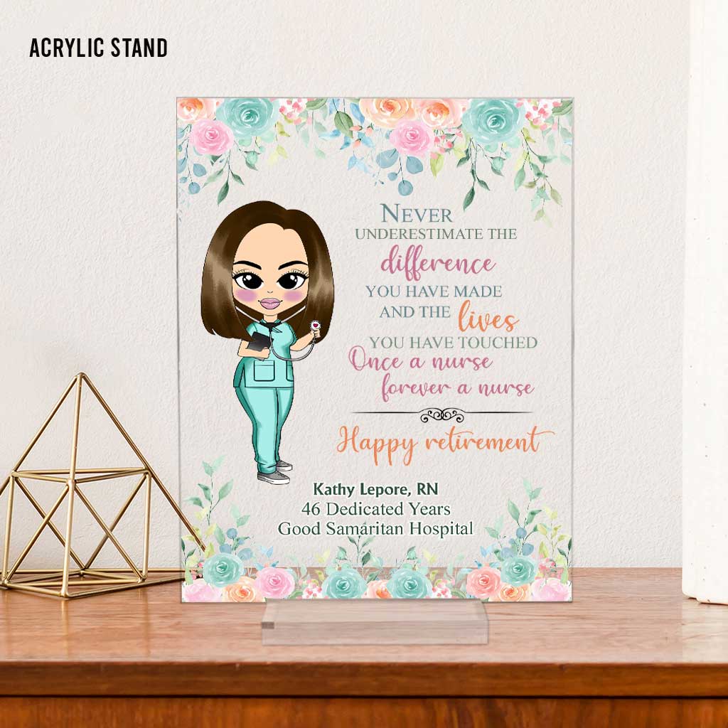 Infirmière pour toujours - Plaque acrylique transparente personnalisée