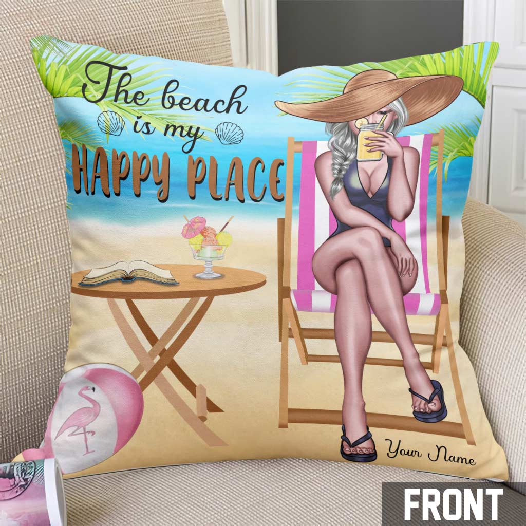 Coussin décoratif personnalisé « Fille amoureuse de la plage »