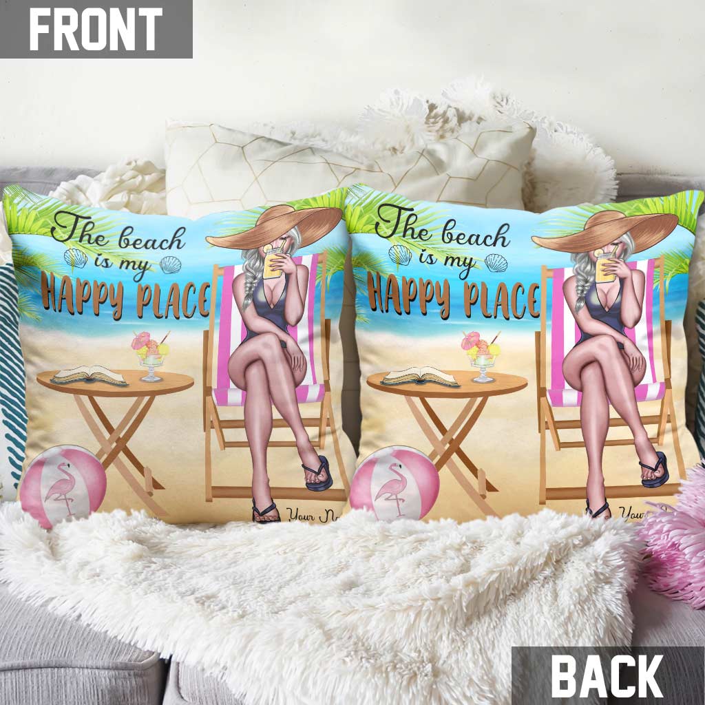 Coussin décoratif personnalisé « Fille amoureuse de la plage »