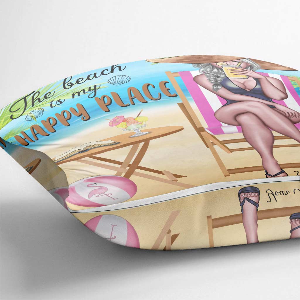 Coussin décoratif personnalisé « Fille amoureuse de la plage »