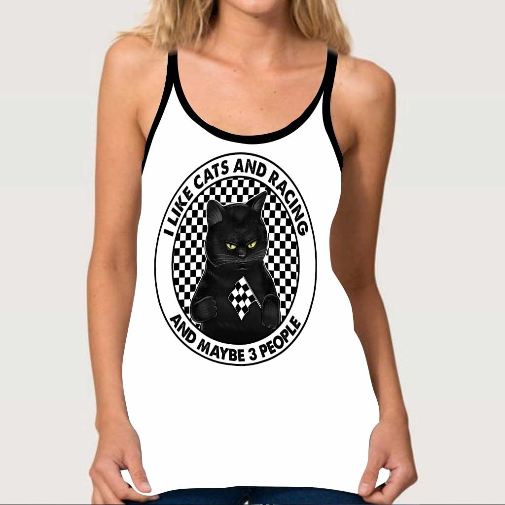 I Like Cats And Racing Cross Tank Top