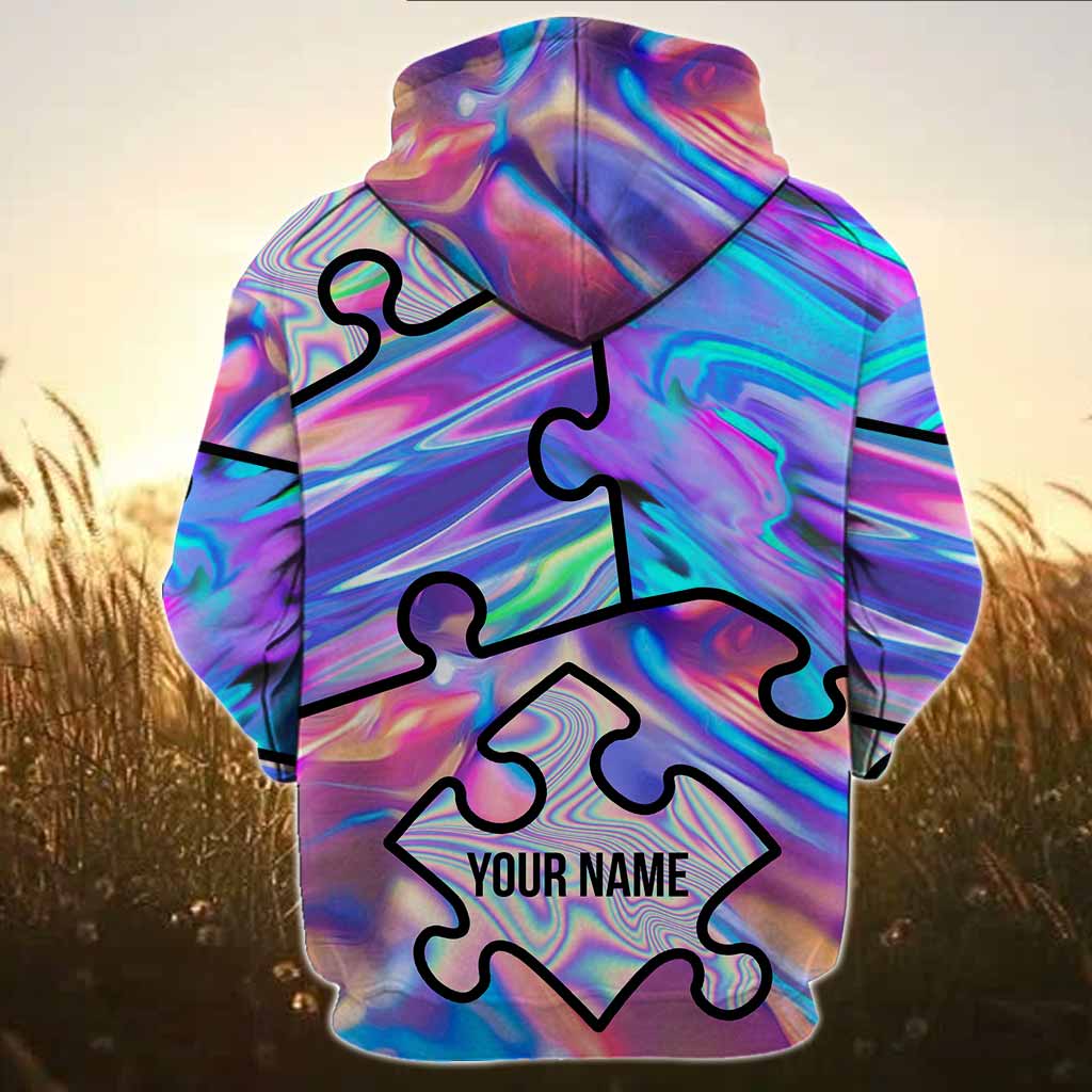 T-shirt et sweat à capuche « Okay To Be Different Puzzles Abstract » – Sensibilisation à l’autisme – Motif hologramme personnalisé