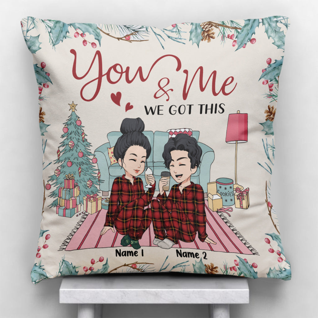 Toi et moi, on gère ! - Coussin décoratif de Noël personnalisé pour couple