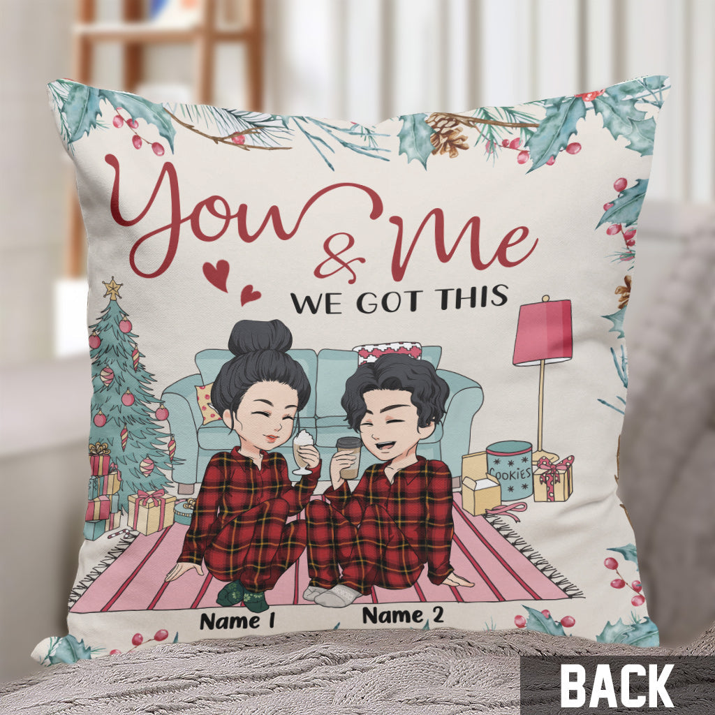 Toi et moi, on gère ! - Coussin décoratif de Noël personnalisé pour couple