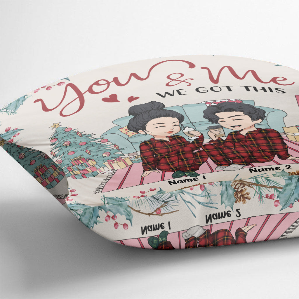 Toi et moi, on gère ! - Coussin décoratif de Noël personnalisé pour couple
