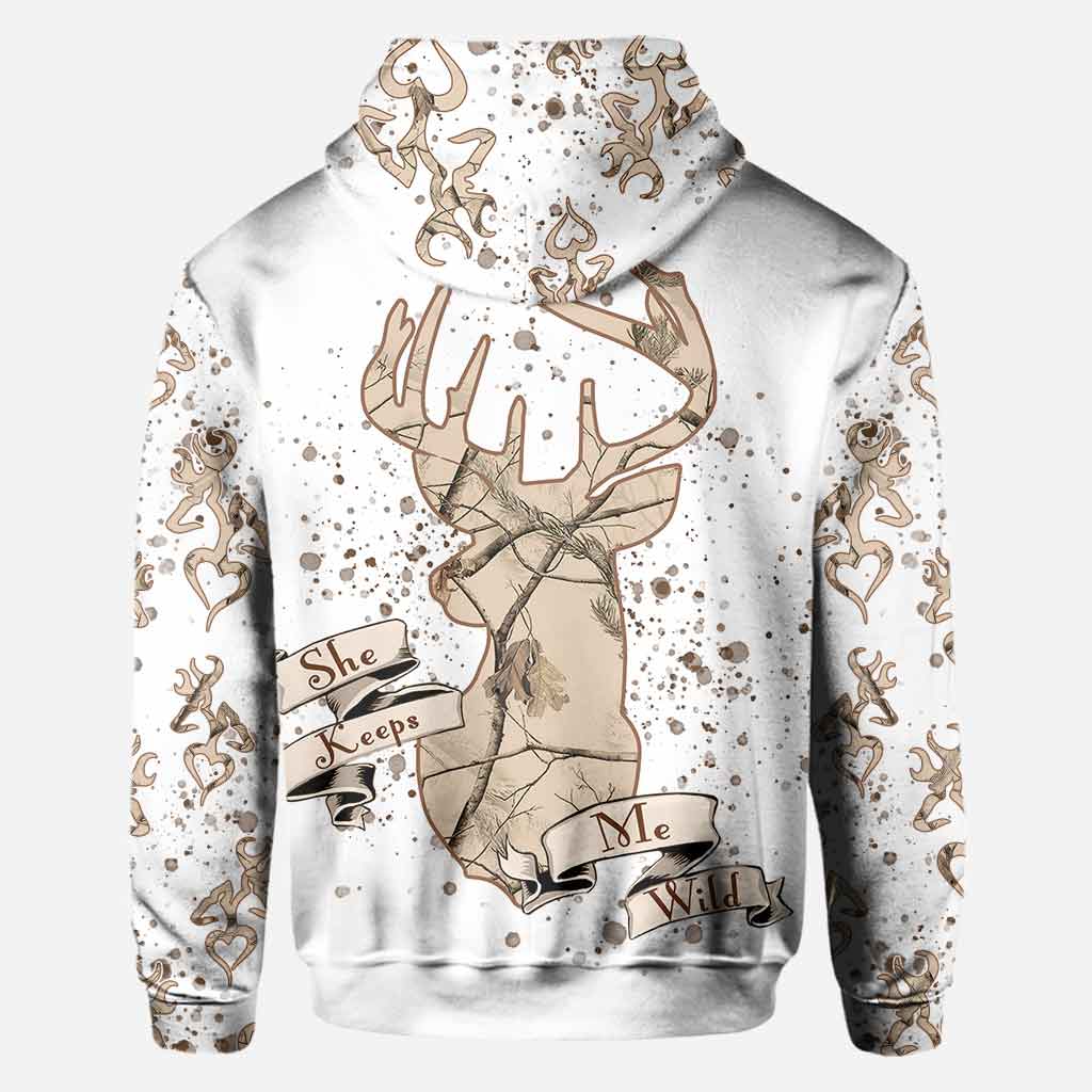 Sa biche, son cerf - T-shirt et sweat à capuche personnalisés pour couples à la chasse.