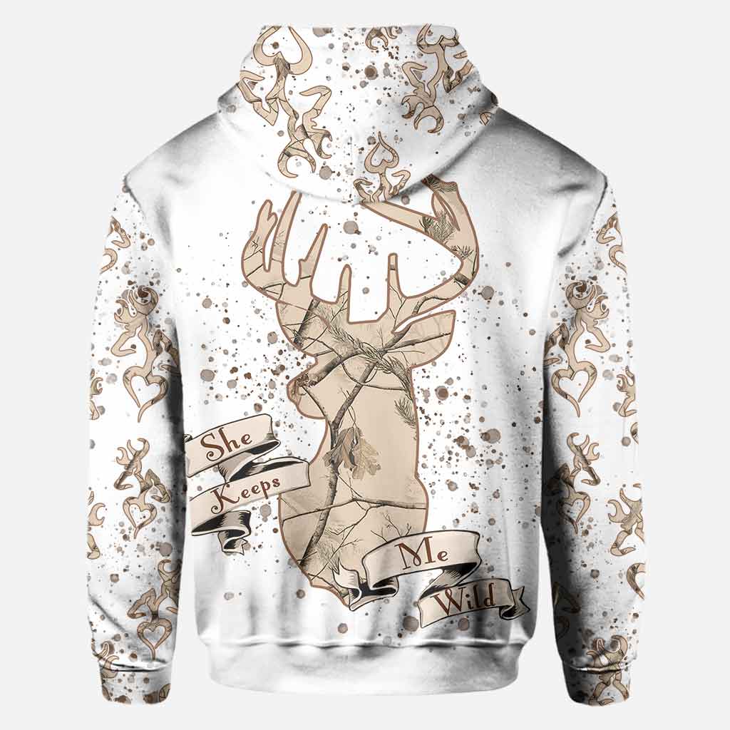 Sa biche, son cerf - T-shirt et sweat à capuche personnalisés pour couples à la chasse.