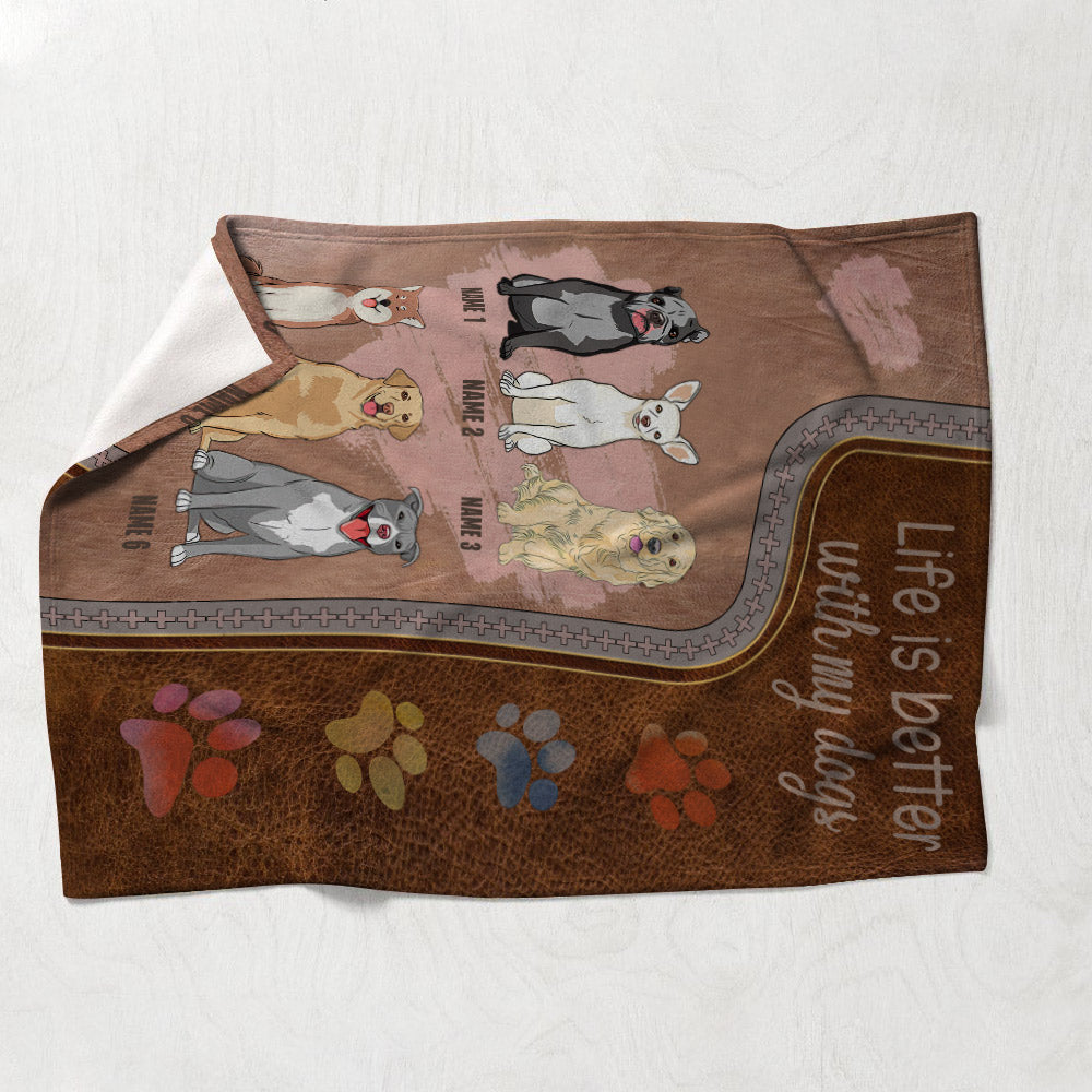 La vie est plus belle avec mes chiens - Couverture personnalisée pour chien