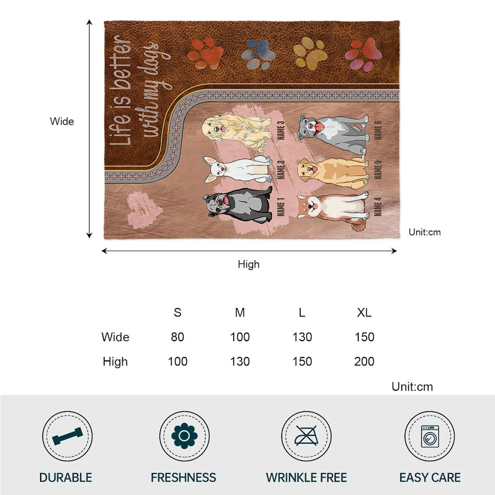 La vie est plus belle avec mes chiens - Couverture personnalisée pour chien