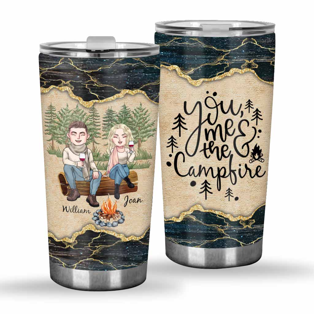 Toi, moi et le feu de camp - Gobelet isotherme personnalisé pour couples en camping