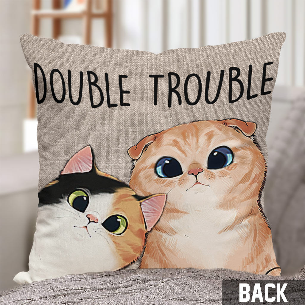 Coussin décoratif personnalisé Double Trouble pour chat