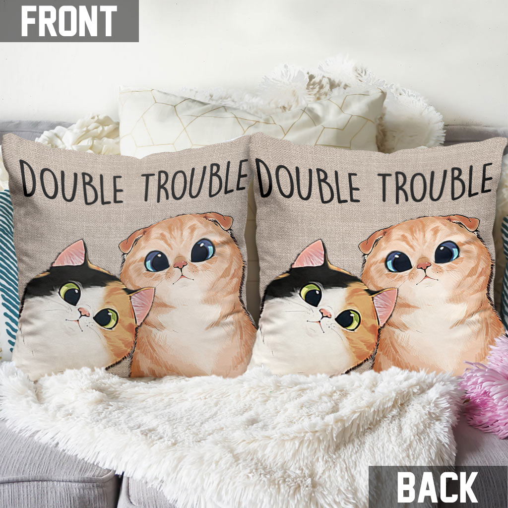 Coussin décoratif personnalisé Double Trouble pour chat