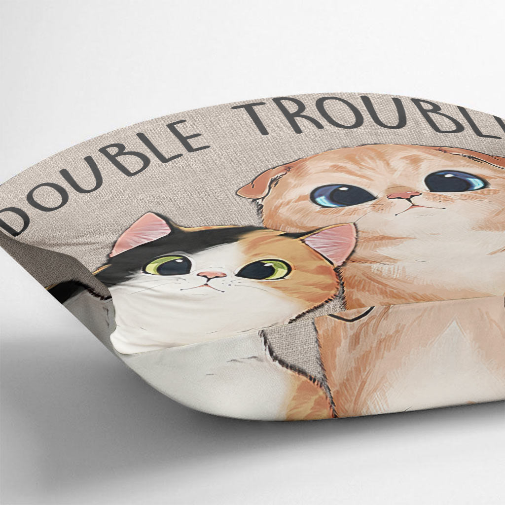 Coussin décoratif personnalisé Double Trouble pour chat