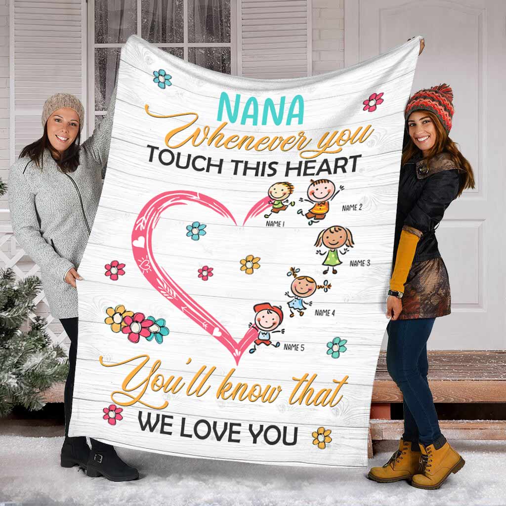 Whenever You Touch This Heart - Personalized Mother's Day Grandma Blanket