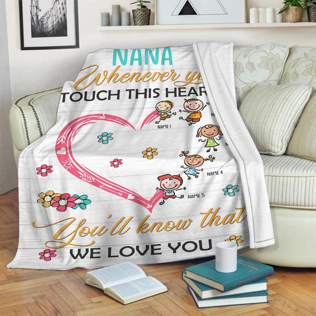 Whenever You Touch This Heart - Personalized Mother's Day Grandma Blanket