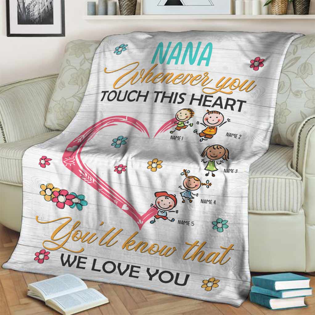 Whenever You Touch This Heart - Personalized Mother's Day Grandma Blanket