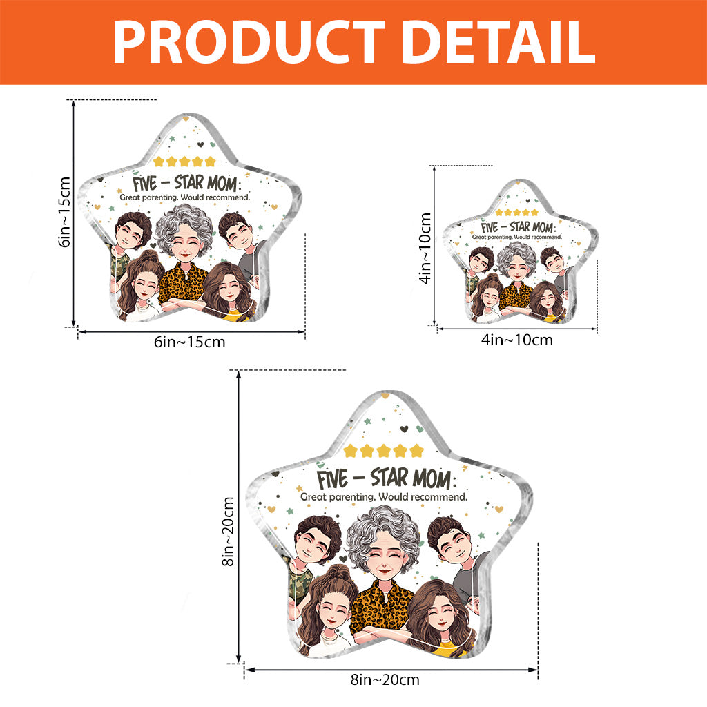 Maman cinq étoiles - Plaque acrylique personnalisée pour la fête des mères