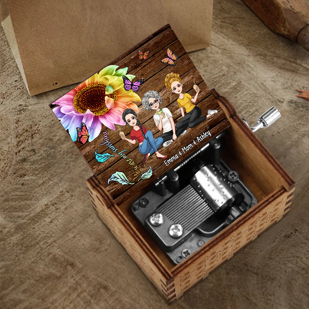 Tu es mon rayon de soleil - Boîte à musique à manivelle personnalisée pour la fête des mères