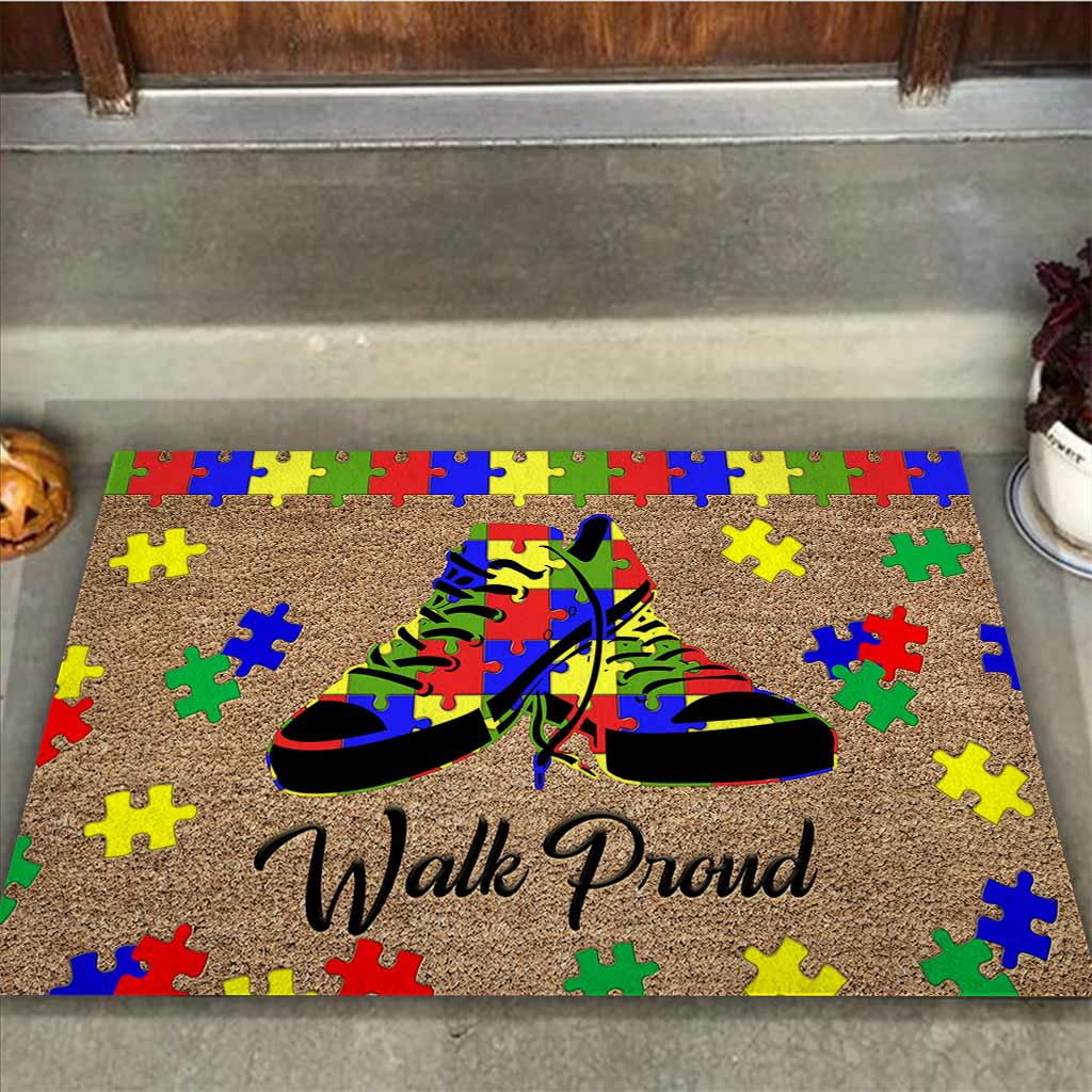 Walk Proud - Autism Awareness Coir Pattern Print Doormat