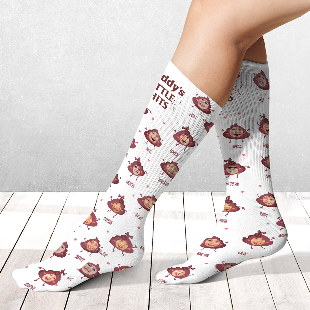 Daddy Little Shits - Gift for dad, grandma, grandpa, mom, uncle, aunt, brother, sister - Personalized Socks