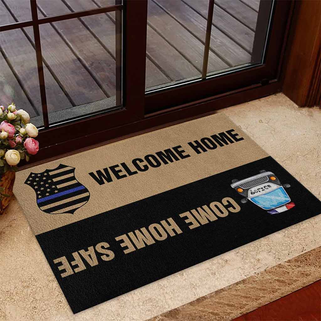 Welcome Home - Police Coir Pattern Print Doormat 062021