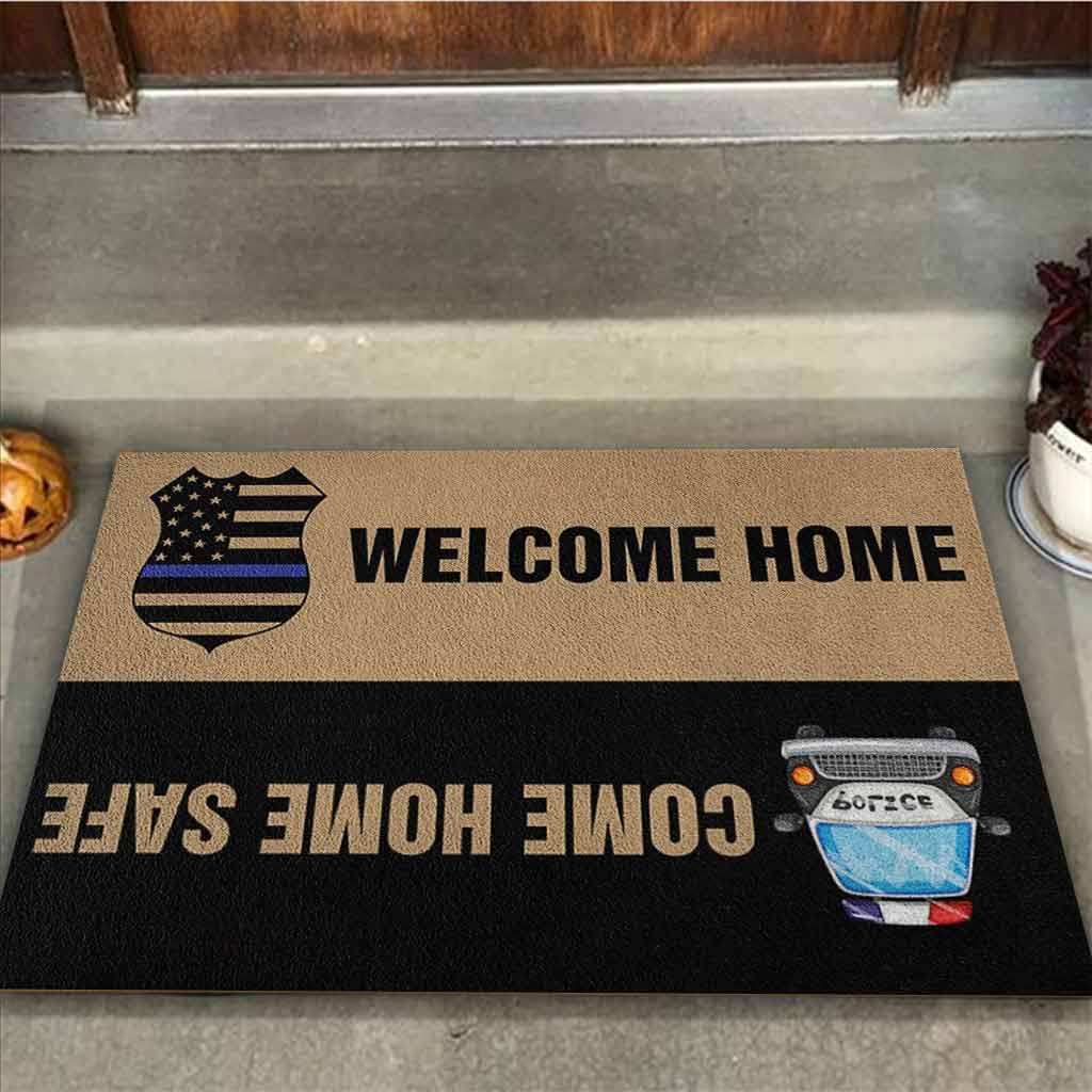 Welcome Home - Police Coir Pattern Print Doormat 062021