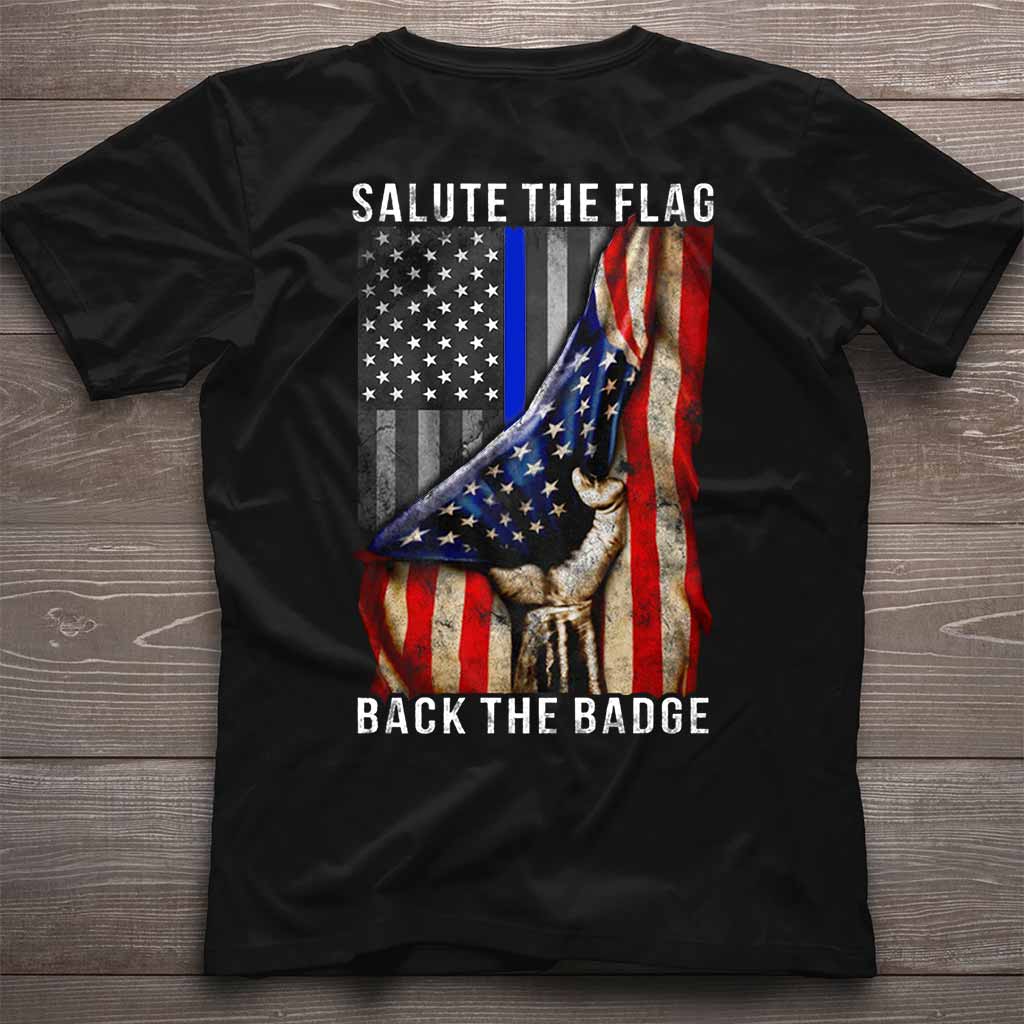 Salut au drapeau - T-shirt et sweat à capuche pour policier 0621