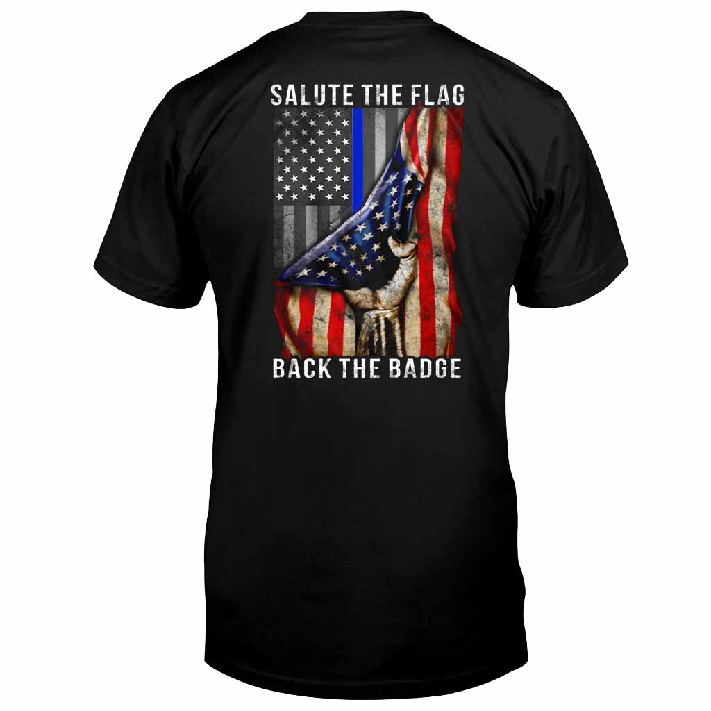 Salut au drapeau - T-shirt et sweat à capuche pour policier 0621