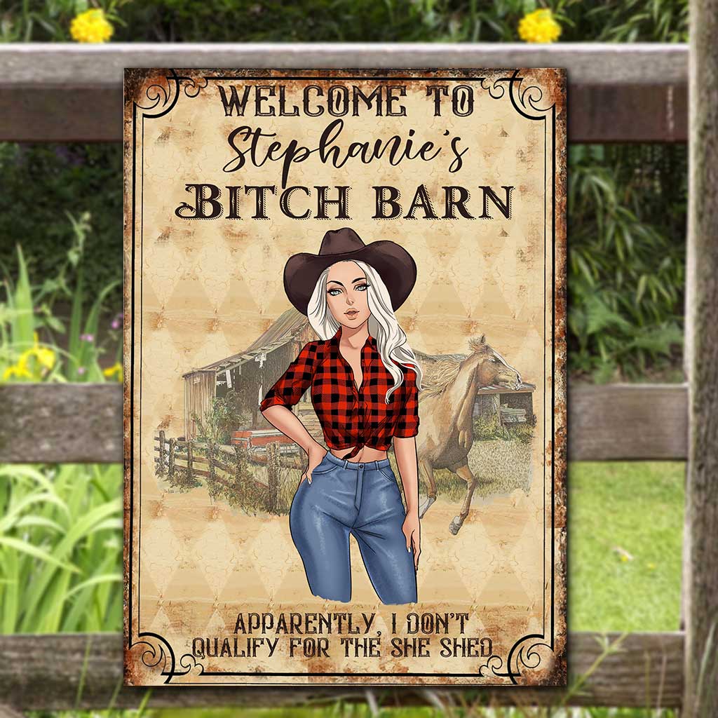 Écurie Horse Girl - Panneau métallique rectangulaire personnalisé à motif cheval