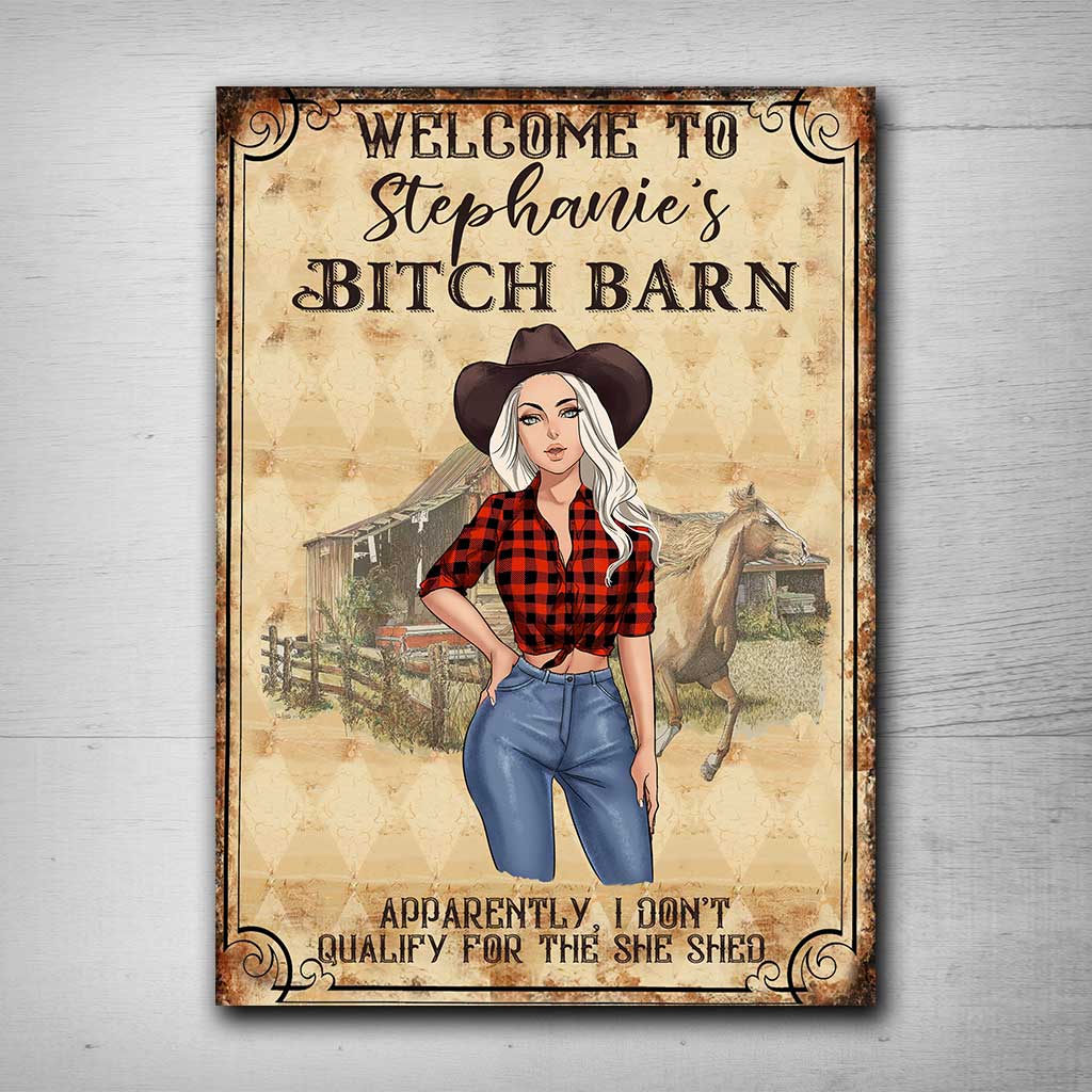 Écurie Horse Girl - Panneau métallique rectangulaire personnalisé à motif cheval