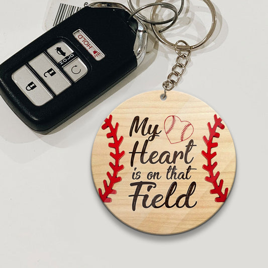My Heart Is On That Field - Personalized Baseball Transparent Keychain