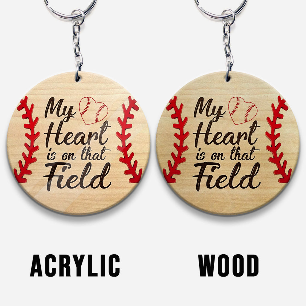 My Heart Is On That Field - Personalized Baseball Transparent Keychain