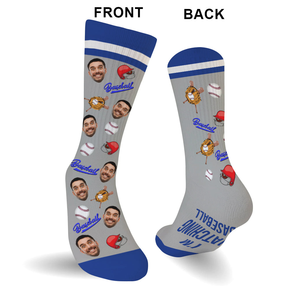 Je regarde du baseball - Chaussettes de baseball personnalisées