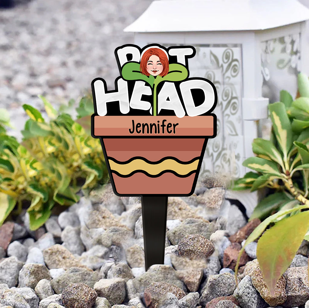 Pot Head - Personalized Gardening Acrylic Plaque Stake