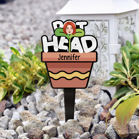 Pot Head - Plaque de jardinage personnalisée en acrylique