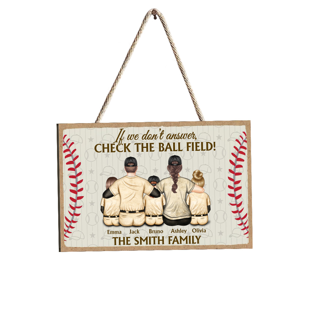 Check The Ball Field - Personalized Baseball Wood Sign