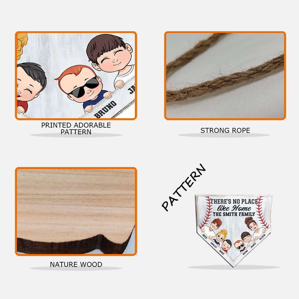 Il n'y a pas de meilleur endroit que chez soi - Panneau en bois personnalisé sur le thème du baseball