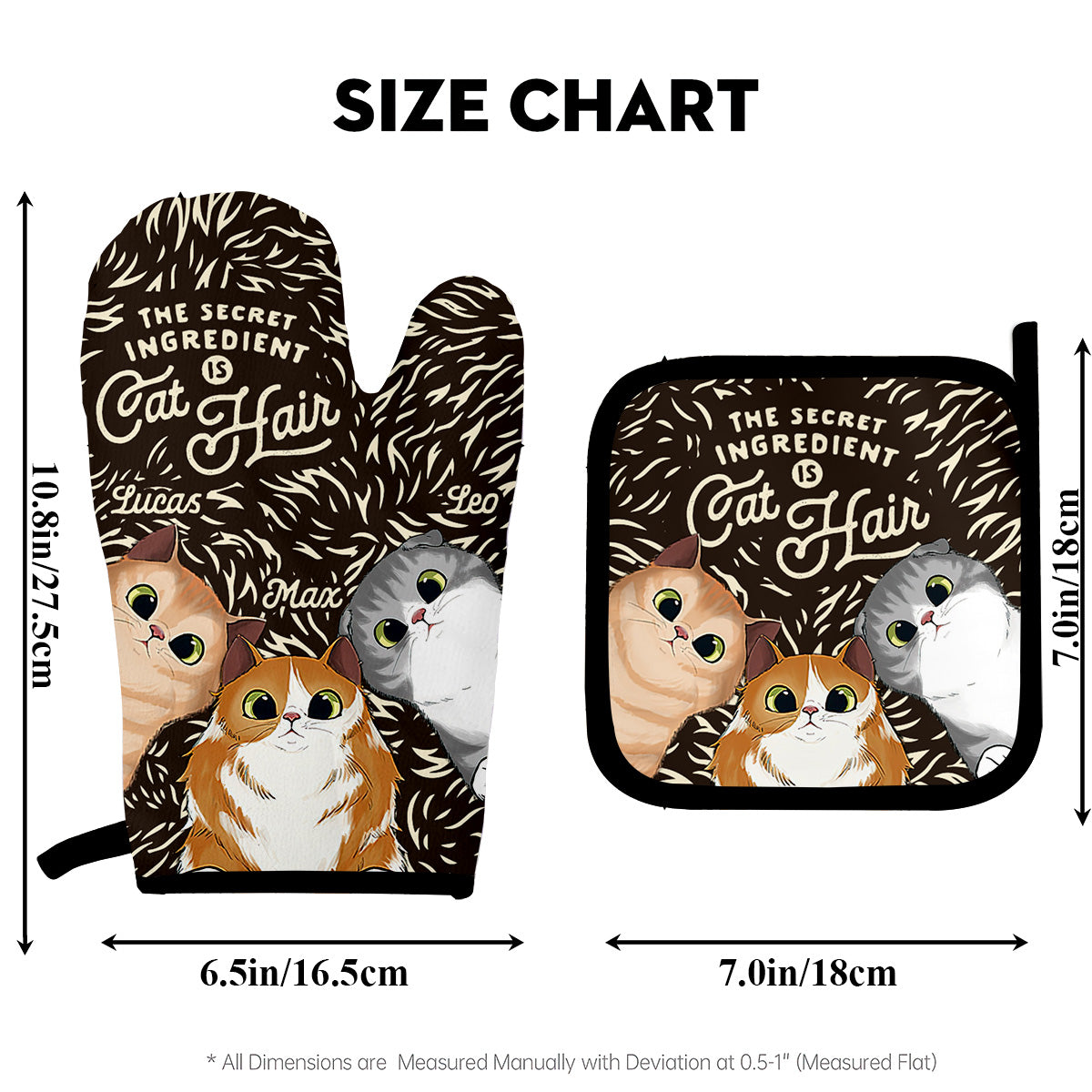 Secret Ingredient Cat Hair - Personalized Baking Oven Mitts & Pot Holder Set