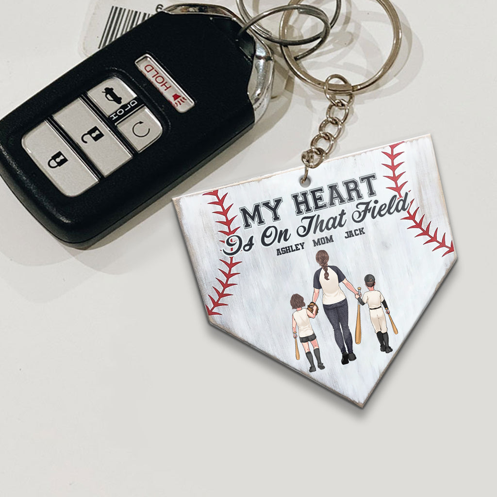 My Heart Is On That Field - Personalized Baseball Transparent Keychain