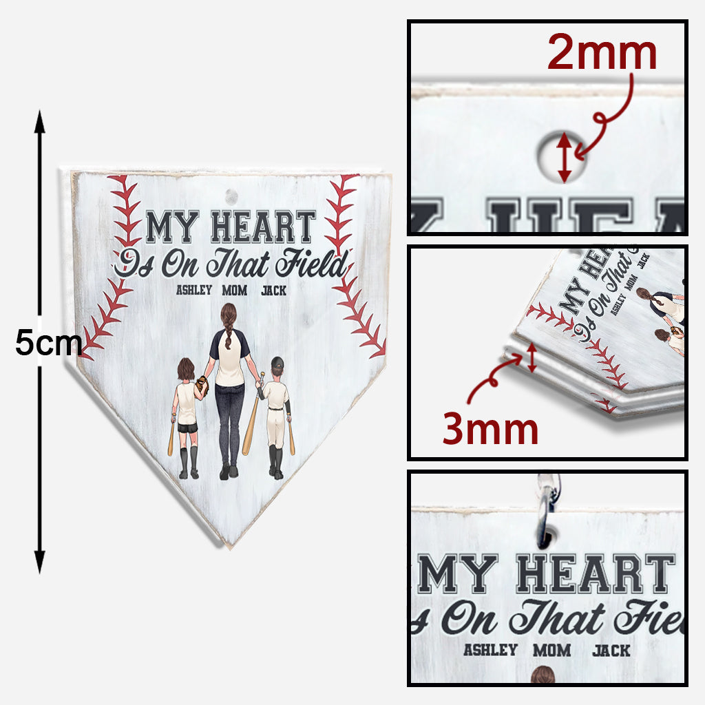 My Heart Is On That Field - Personalized Baseball Transparent Keychain