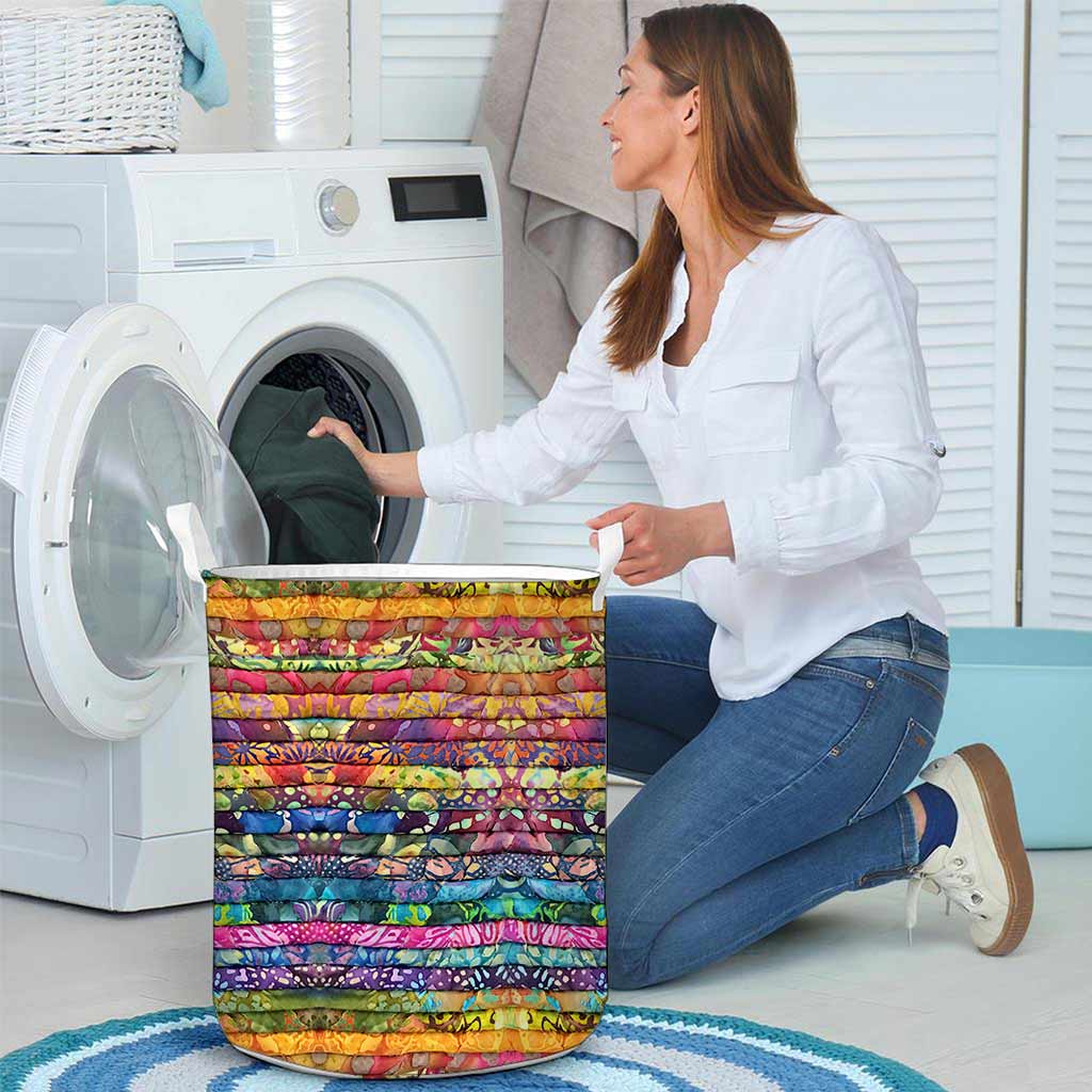 Stack Of Fabric - Quilting 3D Pattern Print Storage Basket