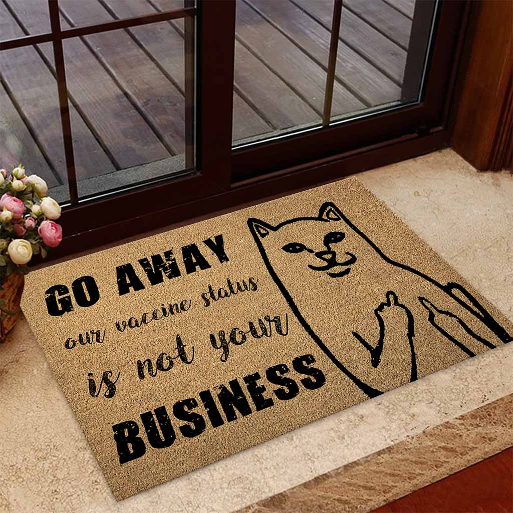 Tapis de porte motif chat Go Away en fibre de coco
