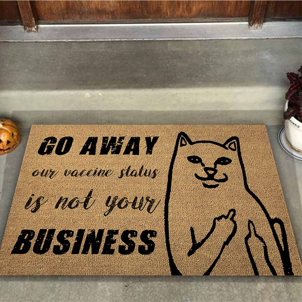 Tapis de porte motif chat Go Away en fibre de coco