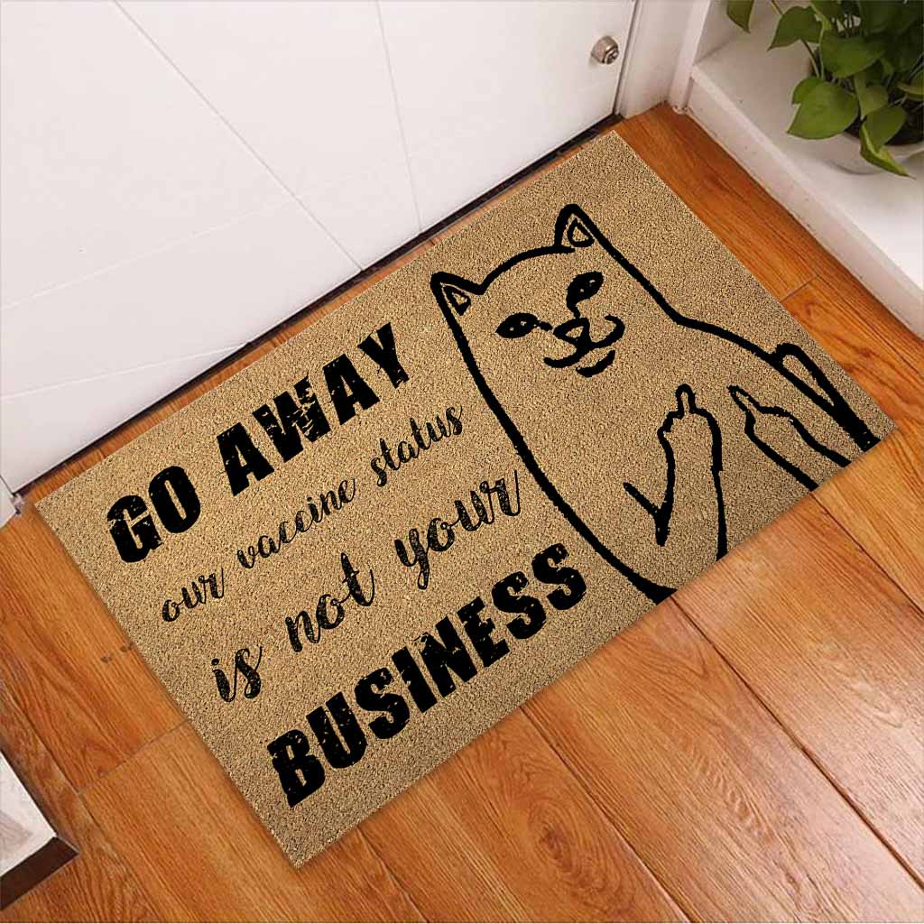 Tapis de porte motif chat Go Away en fibre de coco