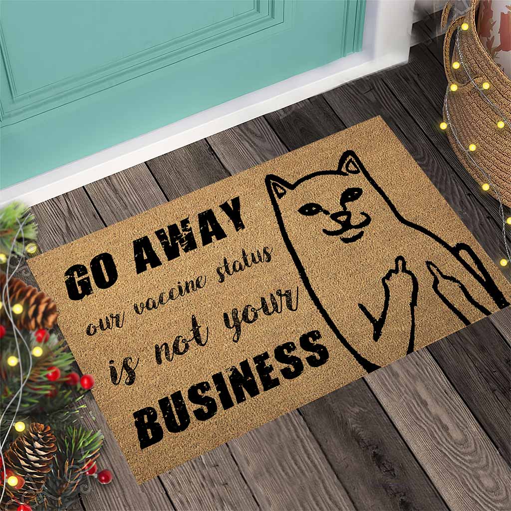 Tapis de porte motif chat Go Away en fibre de coco
