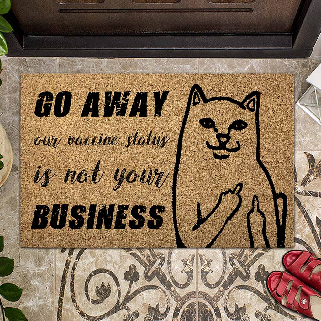 Tapis de porte motif chat Go Away en fibre de coco
